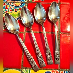 Community Silverplate CORONATION 1936 Art Deco 5 O'Clock Youth Spoons Set Of 4